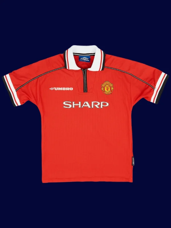 Beckham Manchester United home retro jersey front 99/00, high-quality breathable fan classic.