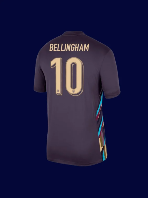 Bellingham England away jersey back 24/25 with #10, high-quality breathable design.