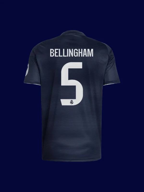 Bellingham Real Madrid away jersey back 25/26 with #5, high-quality breathable design.