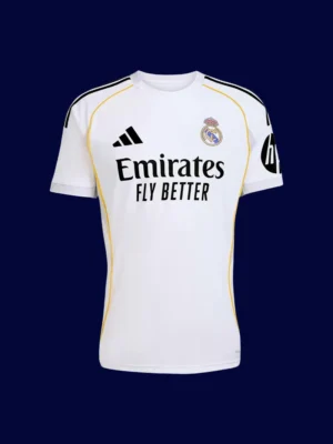 Bellingham Real Madrid home white jersey front 25/26, high-quality breathable fan gear.