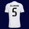 Bellingham Real Madrid home white jersey back 25/26 with #5, high-quality breathable design.