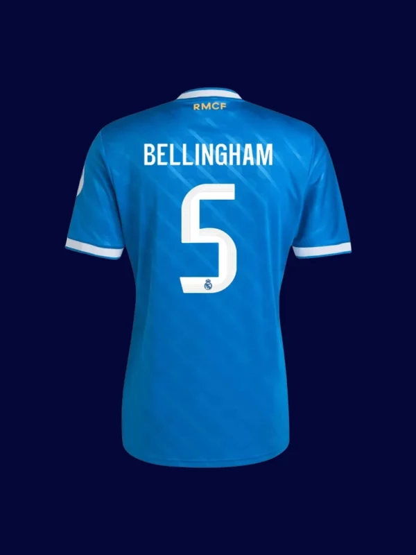 Bellingham Real Madrid third player jersey back 25/26 with #5, high-quality breathable design.
