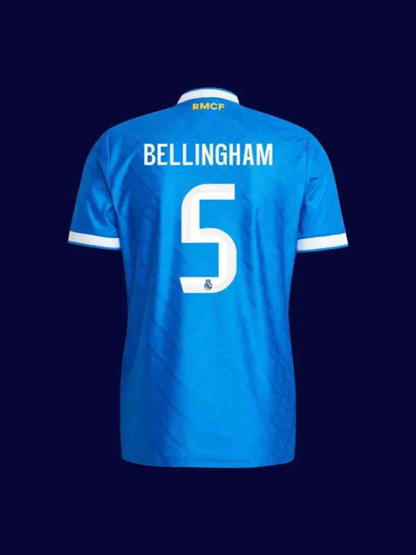 Bellingham Real Madrid third jersey back 25/26 with #5, high-quality breathable design.