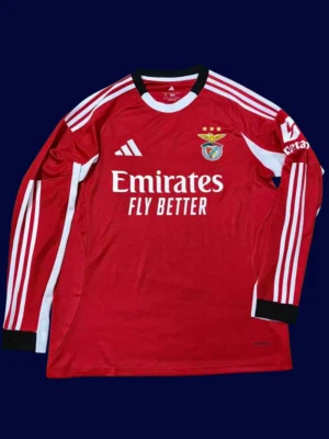 Benfica Home Long Sleeve Jersey 25/26 Fans Version front high‑quality breathable long‑sleeve football shirt