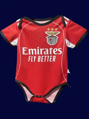 Benfica Home Red Babysuit kits 25/26 front lightweight breathable infant football outfit