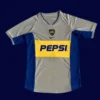 Boca Juniors away classic retro jersey 2002 front yellow blue away design