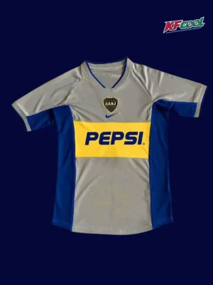Boca Juniors away classic retro jersey 2002 front yellow blue away design