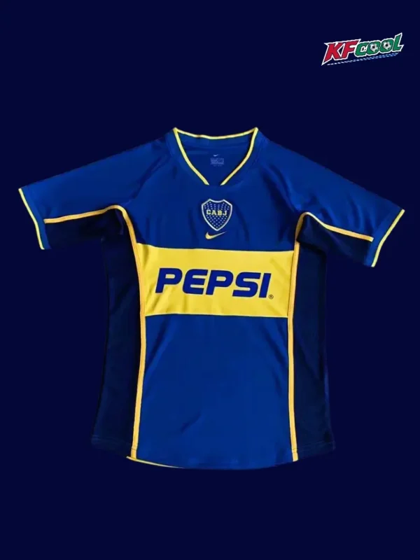 Boca Juniors home classic retro jersey 2002 front blue yellow stripes