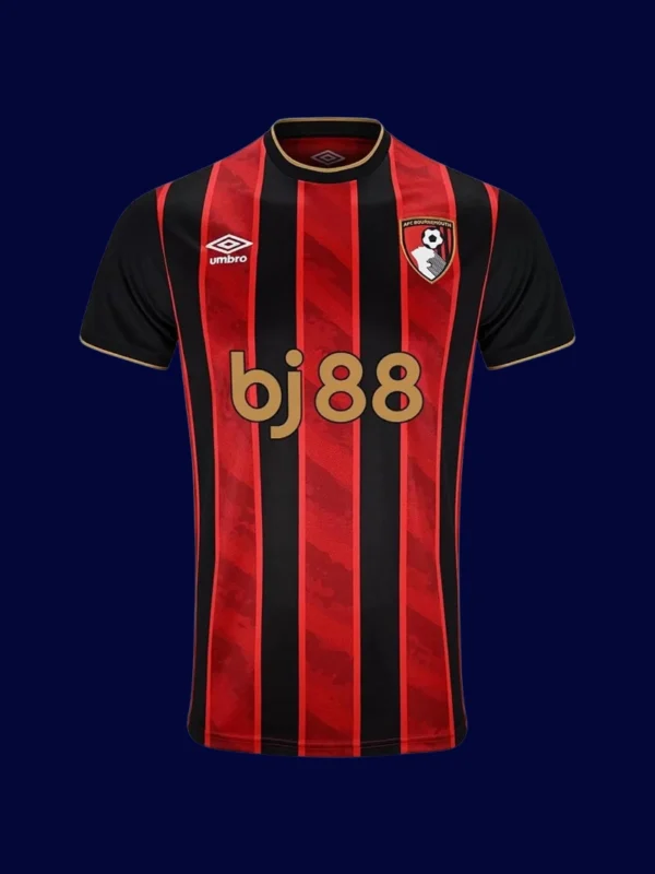 Bournemouth Home Jersey 25/26 Fans Version front with club crest and red-and-black stripes.