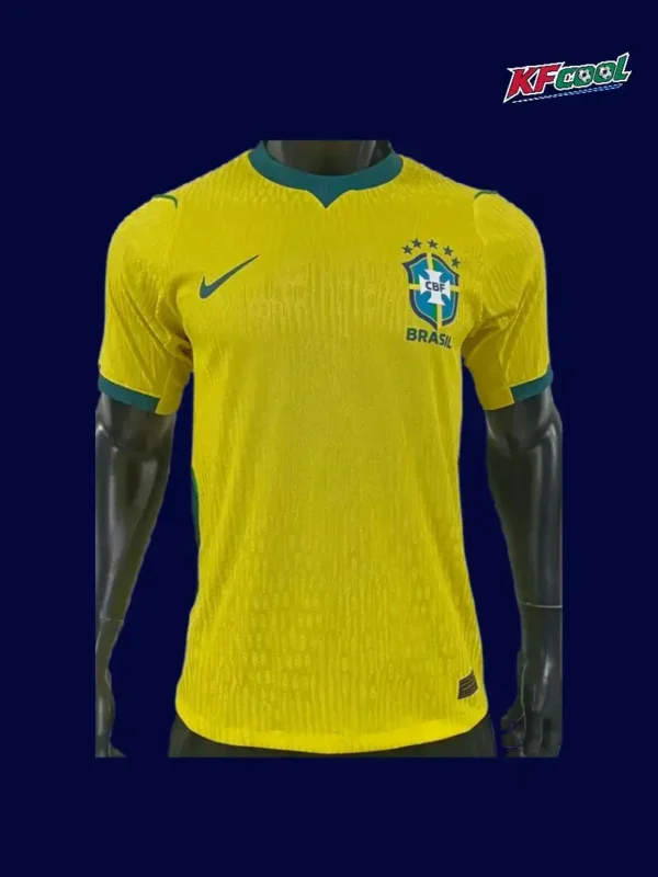Brazil 26/27 home player jersey front — pro fit, yellow design