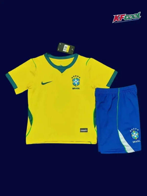 Brazil home yellow kids kit 26/27 fans front — child size