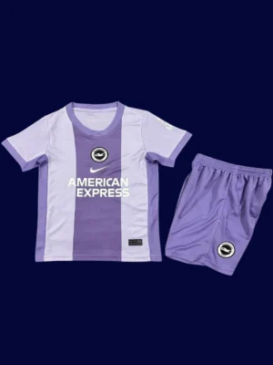 Brighton Away Kids Kits 25/26 front with away palette and small crest.