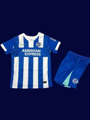 Brighton Home Kids Kits 25/26 front with mini crest and youth fit.