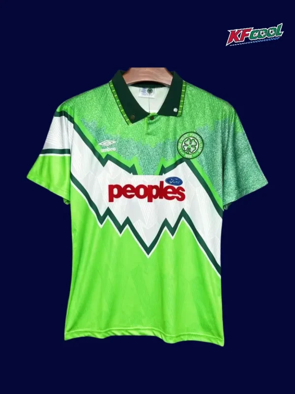 Celtic Glasgow away classic retro jersey 1991/92 front white green retro design