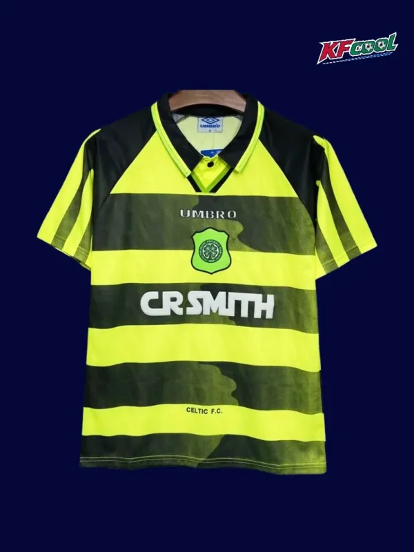 Celtic Glasgow away classic retro jersey 1996/97 front white green vintage stripes