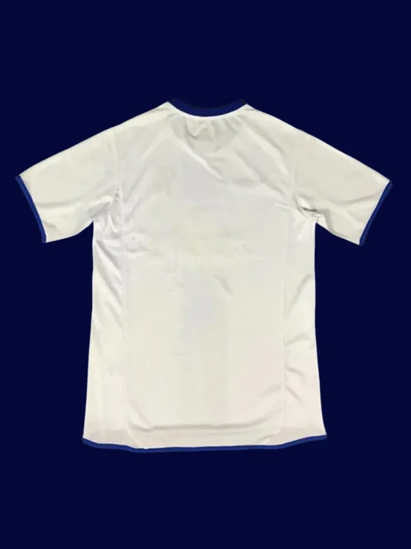 back view of Chelsea away white retro jersey (03/05) showing stitched back for numbers.