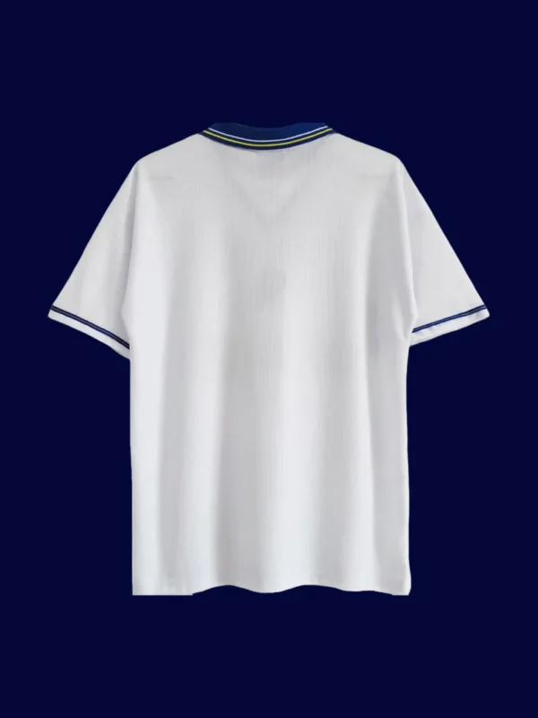 back view of Chelsea away white retro jersey (98/00) showing reinforced back panel.