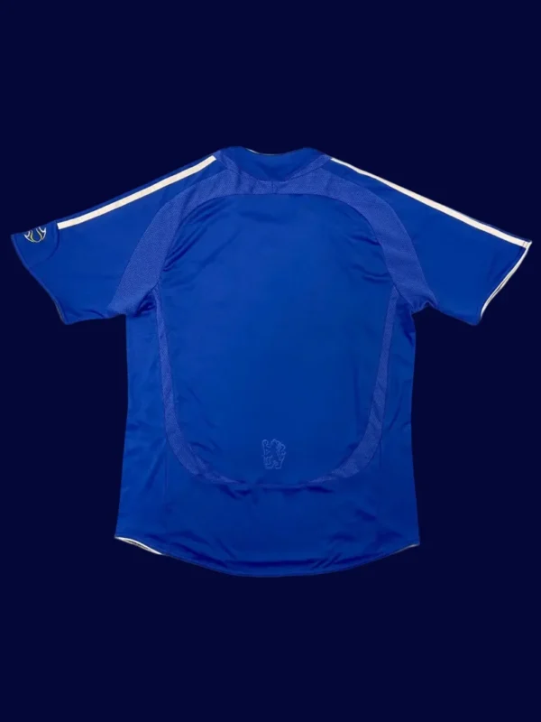 back view of Chelsea home blue retro jersey (06/07) showing reinforced number panel.