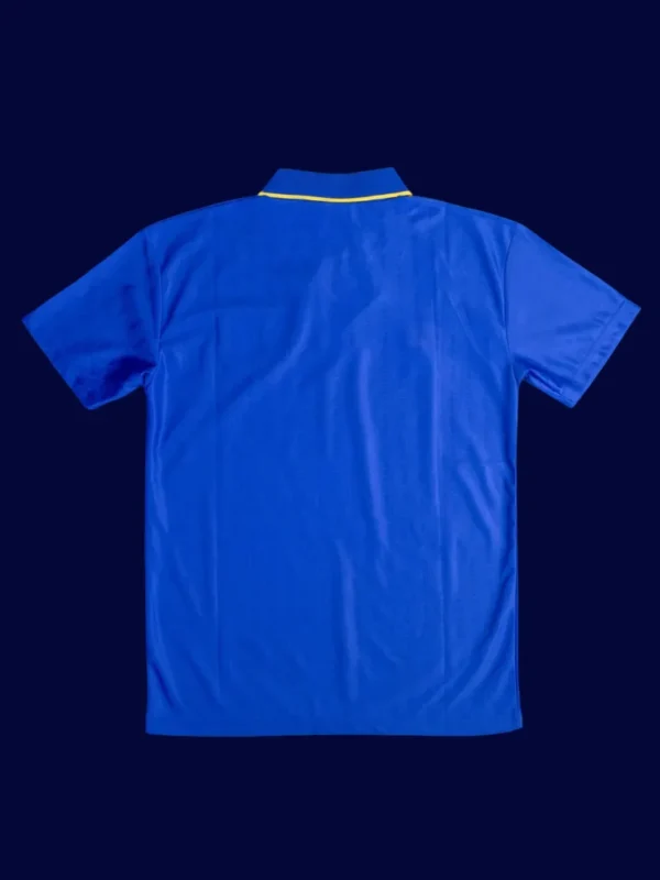 back view of Chelsea home blue retro jersey (95/97) showing stitched back for numbers.