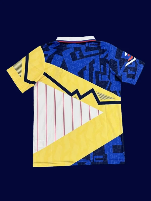 back view of Chelsea retro shirt (1990) showing stitched back panel for number customization.