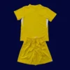 back view of Chelsea yellow goalkeeper kids kit (25/26) showing number panel and ergonomic seams.