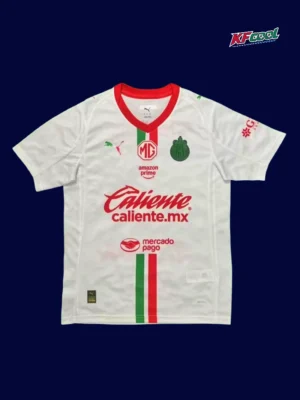 Chivas away jersey 25/26 fans version front white red stripes