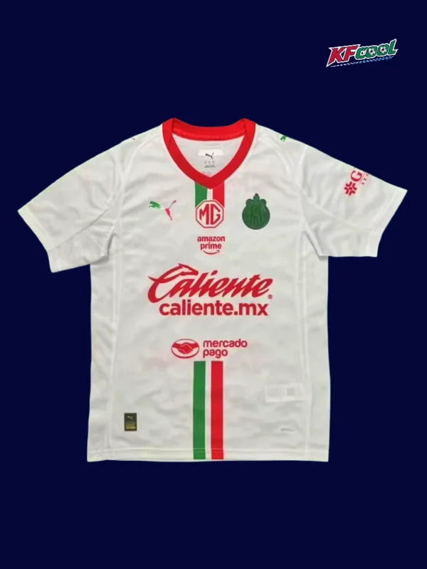 Chivas away jersey 25/26 fans version front white red stripes