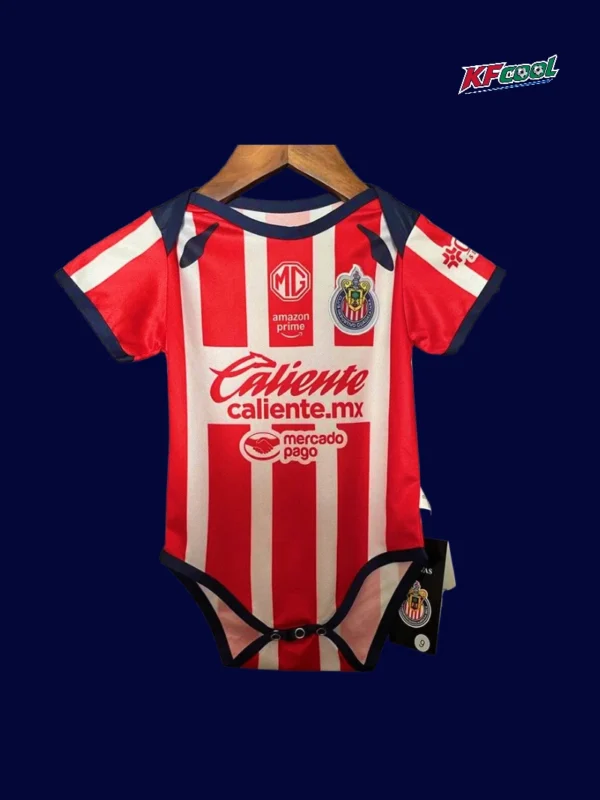 Chivas home babysuit kits 25/26 front red white stripes