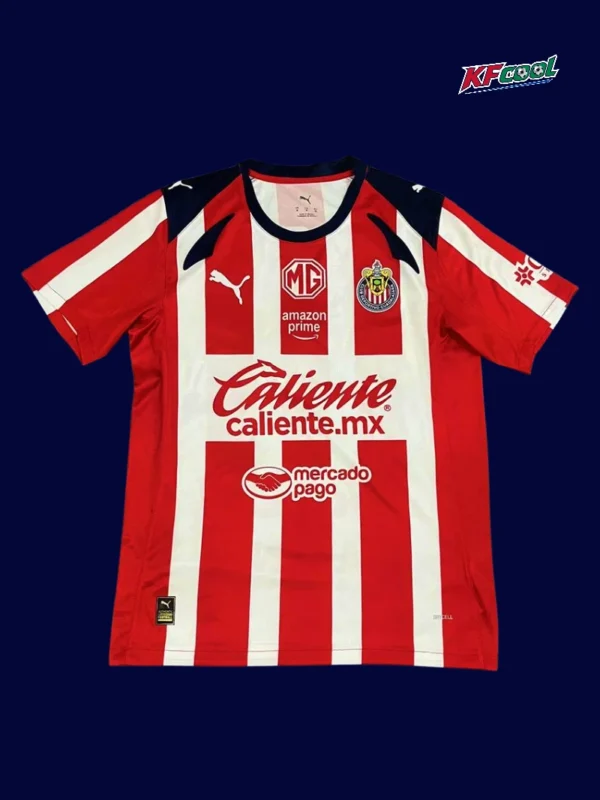 Chivas home jersey 25/26 fans version front red white stripes
