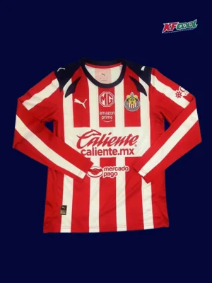 Chivas home jersey long sleeve 25/26 fans version front red white stripes