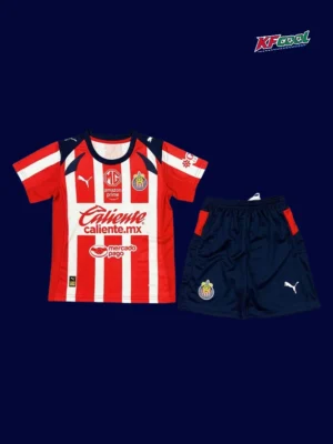 Chivas home kids kits 25/26 front red white stripes