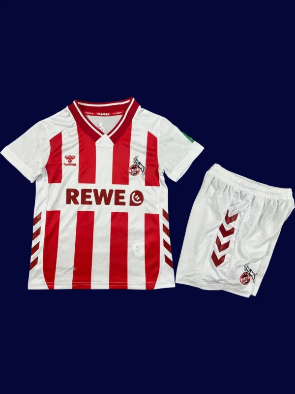 Cologne Home Kids Kits 25/26 front with mini crest and youth-friendly fit.