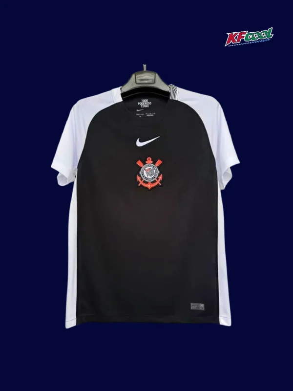 Corinthians away jersey 25/26 fans version front black white design