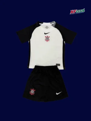 Corinthians home kids kits 25/26 front white black stripes