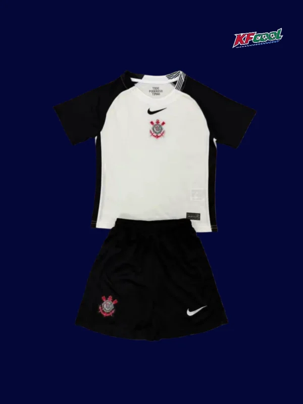 Corinthians home kids kits 25/26 front white black stripes