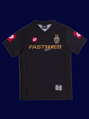 Del Piero Juventus away black retro jersey front 01/02, high-quality breathable fan gear.