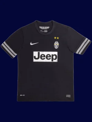Del Piero Juventus away black retro jersey front 12/13, high-quality breathable fan gear.