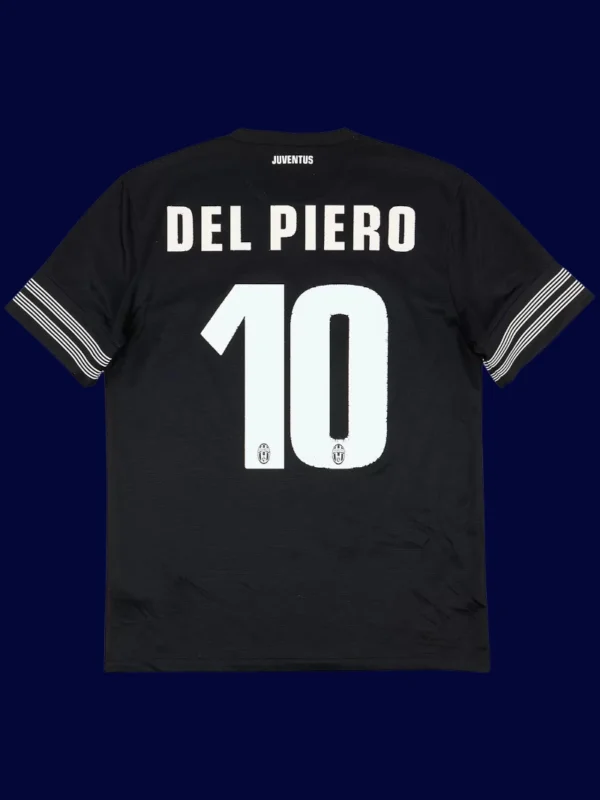 Del Piero Juventus away black retro jersey back 12/13 with #10, high-quality breathable design.