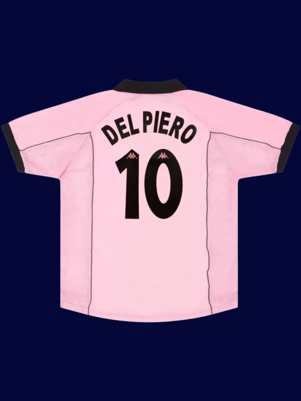 Del Piero 10 Juventus Away Pink Retro Jersey 9798B - KFCool – Football Jerseys & Soccer Kits Store Del Piero Juventus away pink retro jersey back 97/98 with #10, high-quality breathable design.