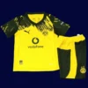 Dortmund Home Kids Kits 25/26 front with mini crest and youth-friendly fit.
