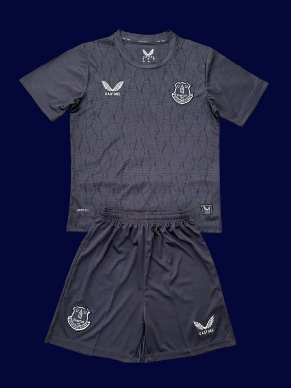 Everton Grey Black GK Kids Kits 25/26 front with grey/black goalkeeper design.
