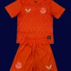 Everton Orange GK Kids Kits 25/26 front with orange goalkeeper design and crest.