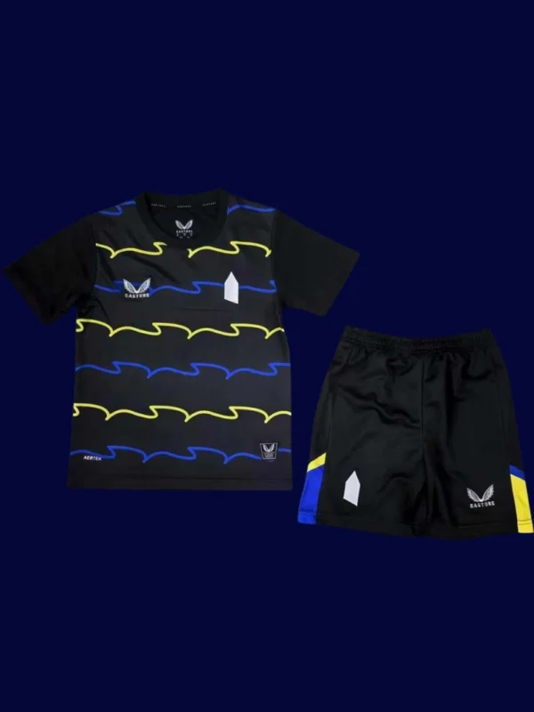 Everton Third Kids Kits 25/26 front with third kit design and mini crest.