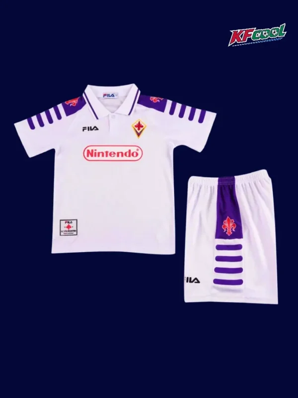 Fiorentina away classic retro kids kits 1999/00 front youth purple retro kit