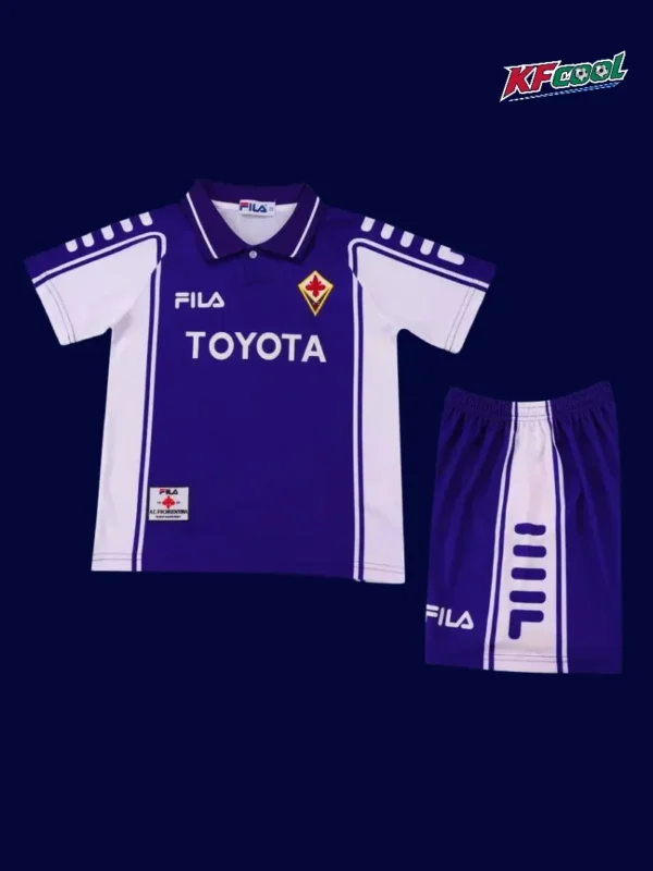 Fiorentina Home Classic Retro Kids kits 199900A - KFCool – Football Jerseys & Soccer Kits Store Fiorentina home classic retro kids kits 1999/00 front vintage purple kids jersey