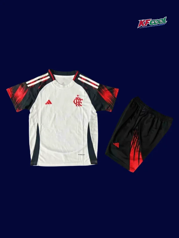 Flamengo away kids kits 25/26 front white red design