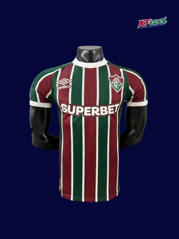 Fluminense home jersey 25/26 player version front green maroon white stripes