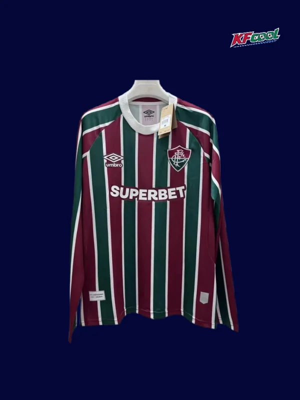 Fluminense home jersey long sleeve 25/26 fans version front green maroon white stripes