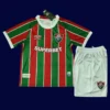 Fluminense home kids kits 25/26 front green maroon white stripes