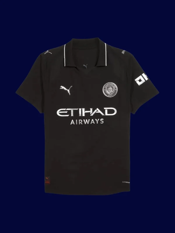 Haaland Manchester City away player jersey front 25/26, high-quality breathable fan gear.